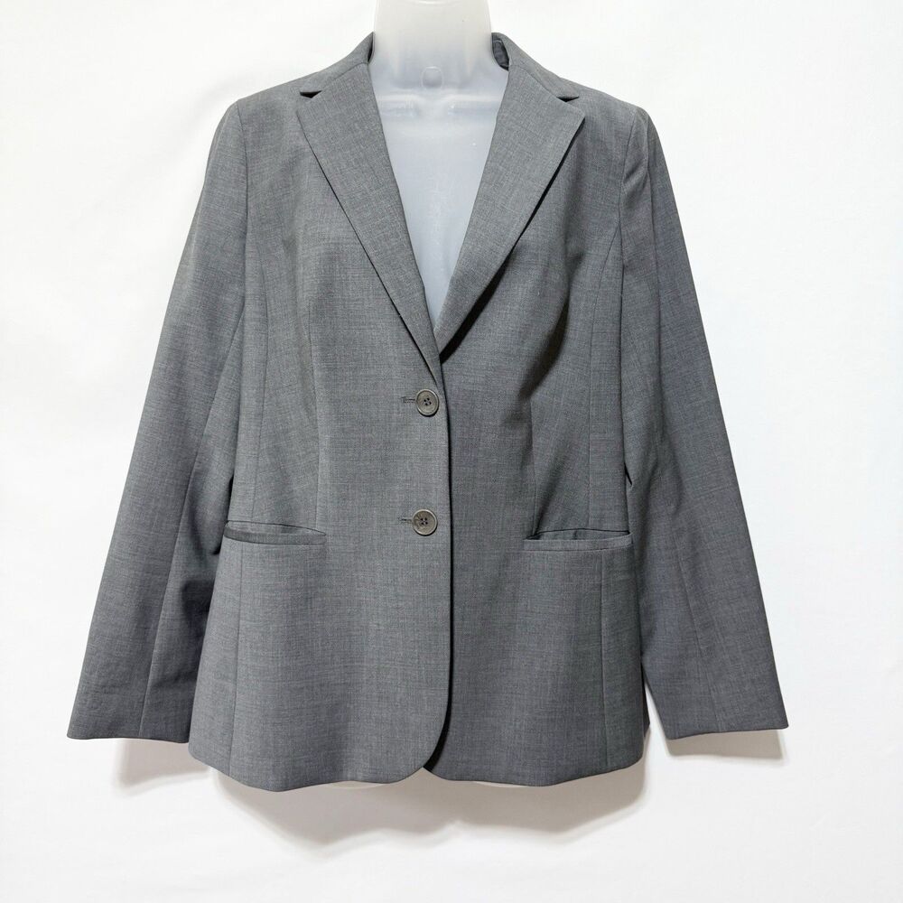 Talbots Women’s Size 6 Gray Wool Blend Blazer Jacket 2 Button Career Classic